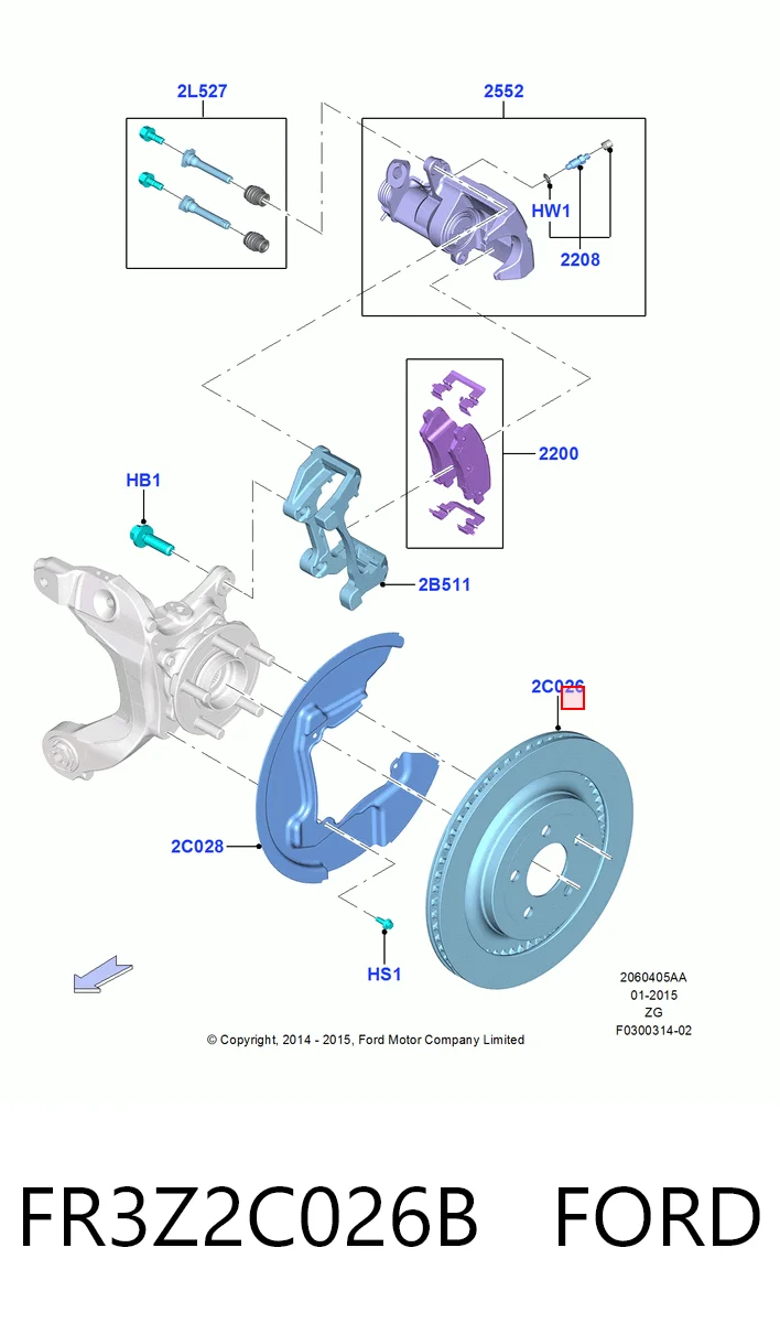 FR3Z2C026B Ford Freno de disco trasero