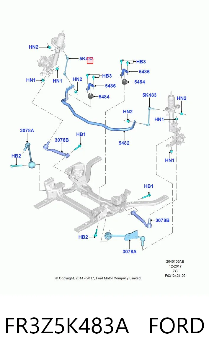 FR3Z5K483A Ford Bieleta estabilizadora delantera