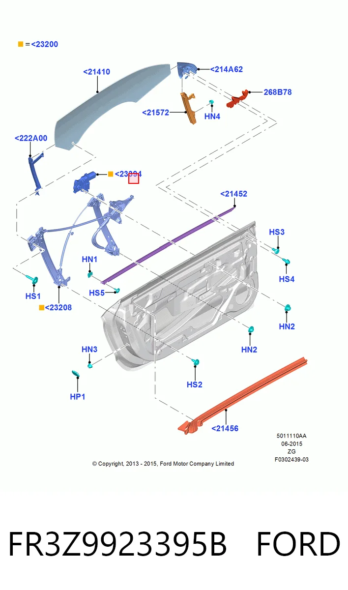 FR3Z9923395B Ford Motor elevalunas, puerta delantera izquierda