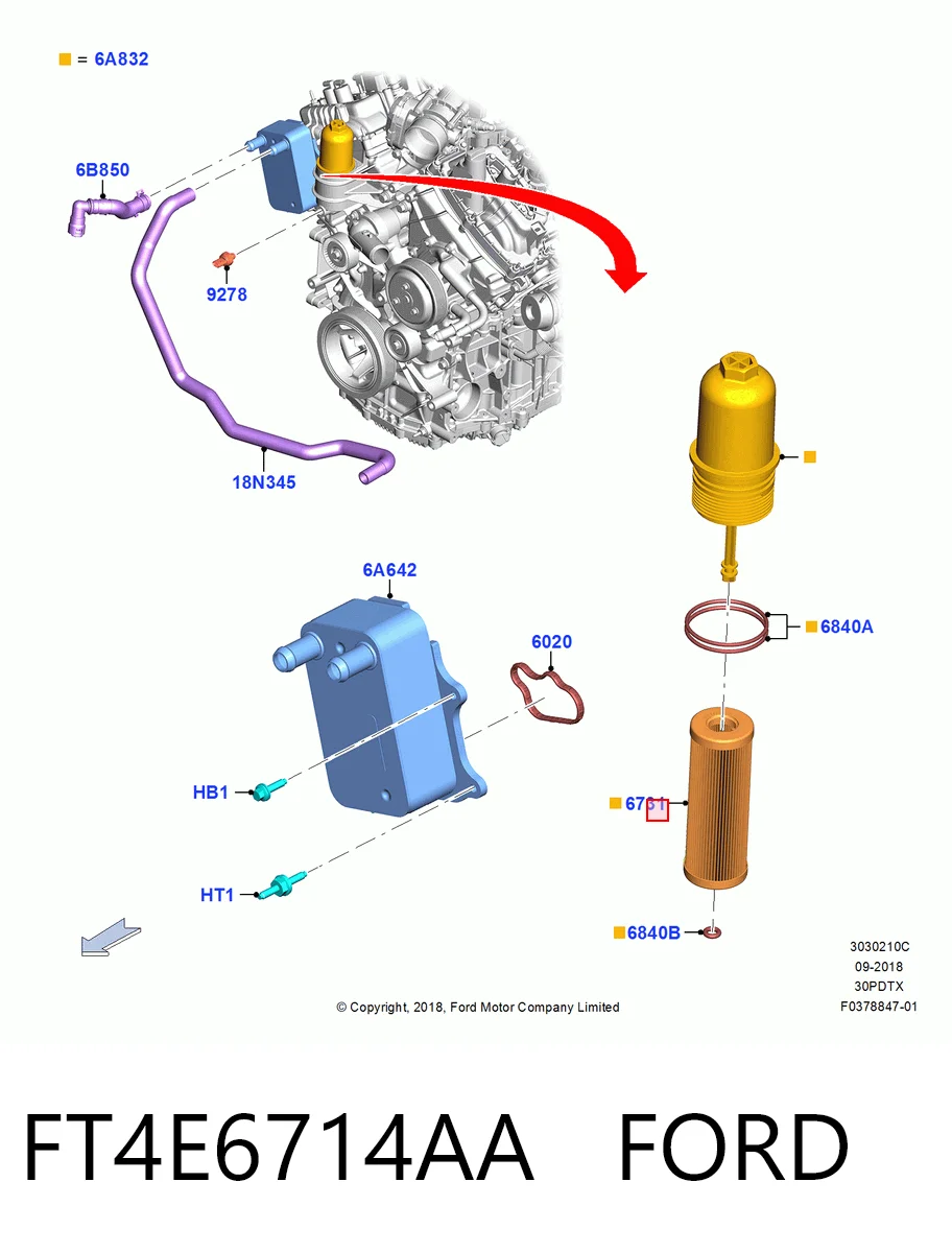 FT4E6714AA Ford Filtro aceite