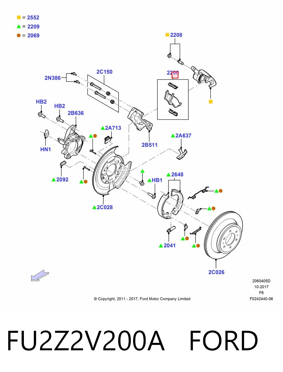 FU2Z2V200A Ford Pastillas freno traseras