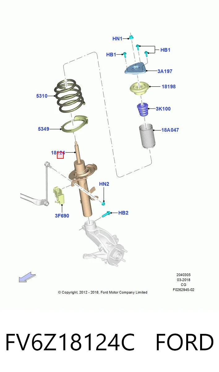 FV6Z18124C Ford Amortiguador frontal izquierdo