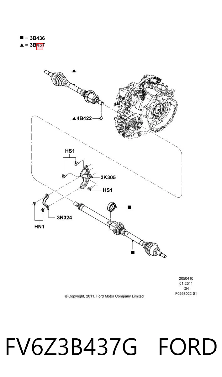 FV6Z3B437G Ford Semieje delantero izquierdo