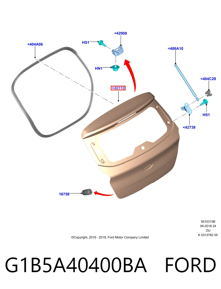 Porton trasero para Ford Ka  UK, FK
