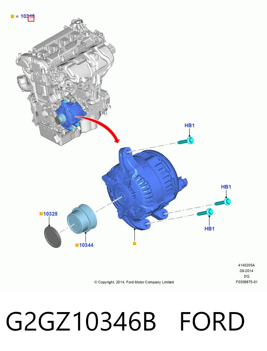 G2GZ10346B Ford Alternador de coche