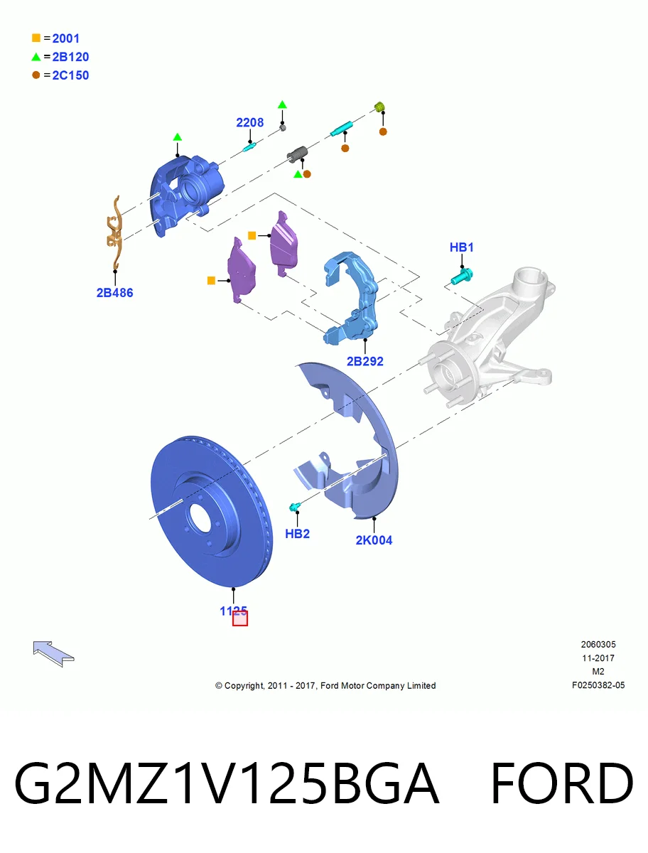 Disco de freno delantero G2MZ1V125BGA FORD