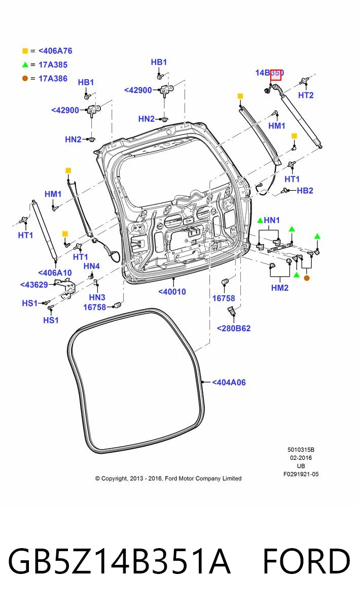 GB5Z14B351A Ford Amortiguador de porton