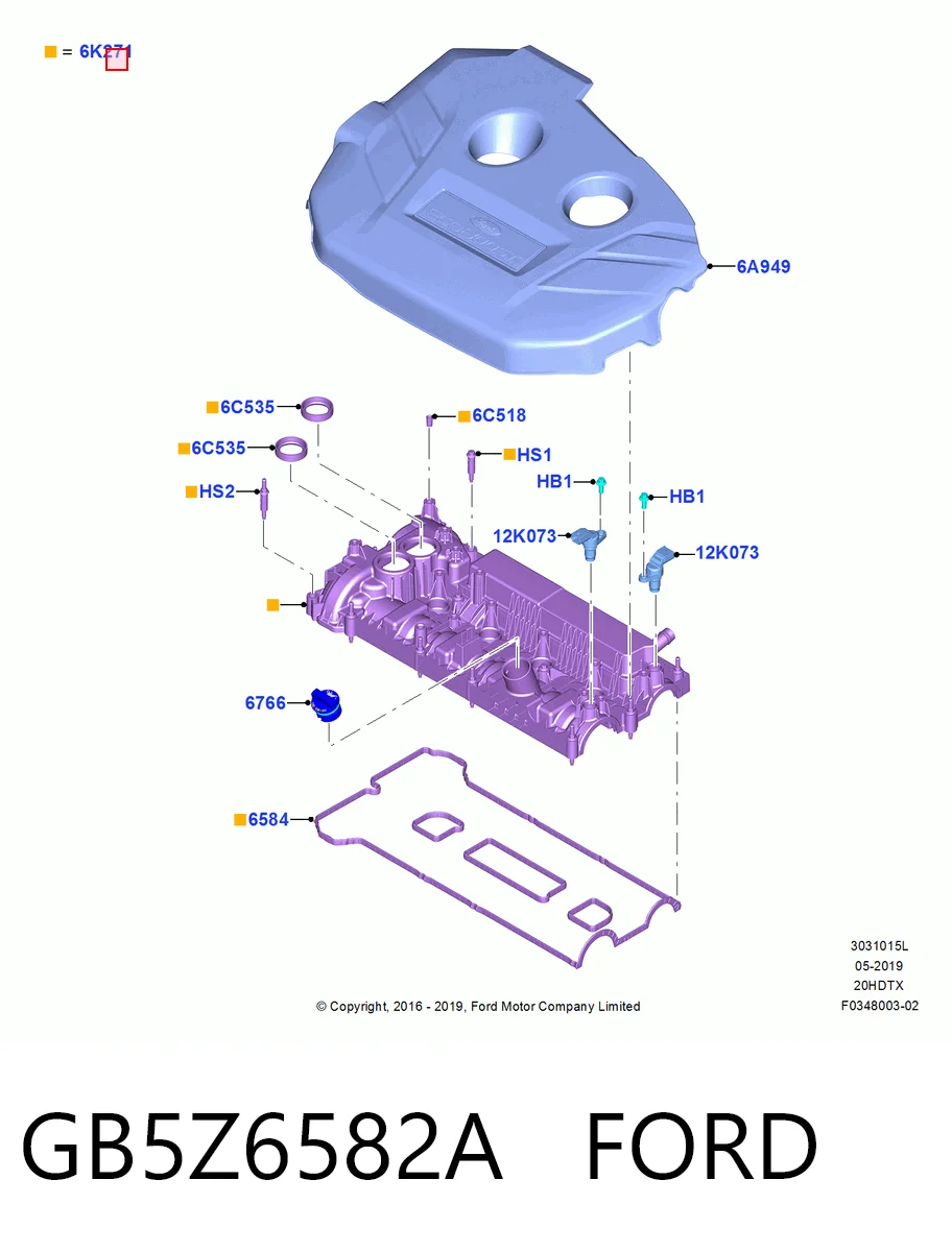 GB5Z6582A Ford Tapa de culata