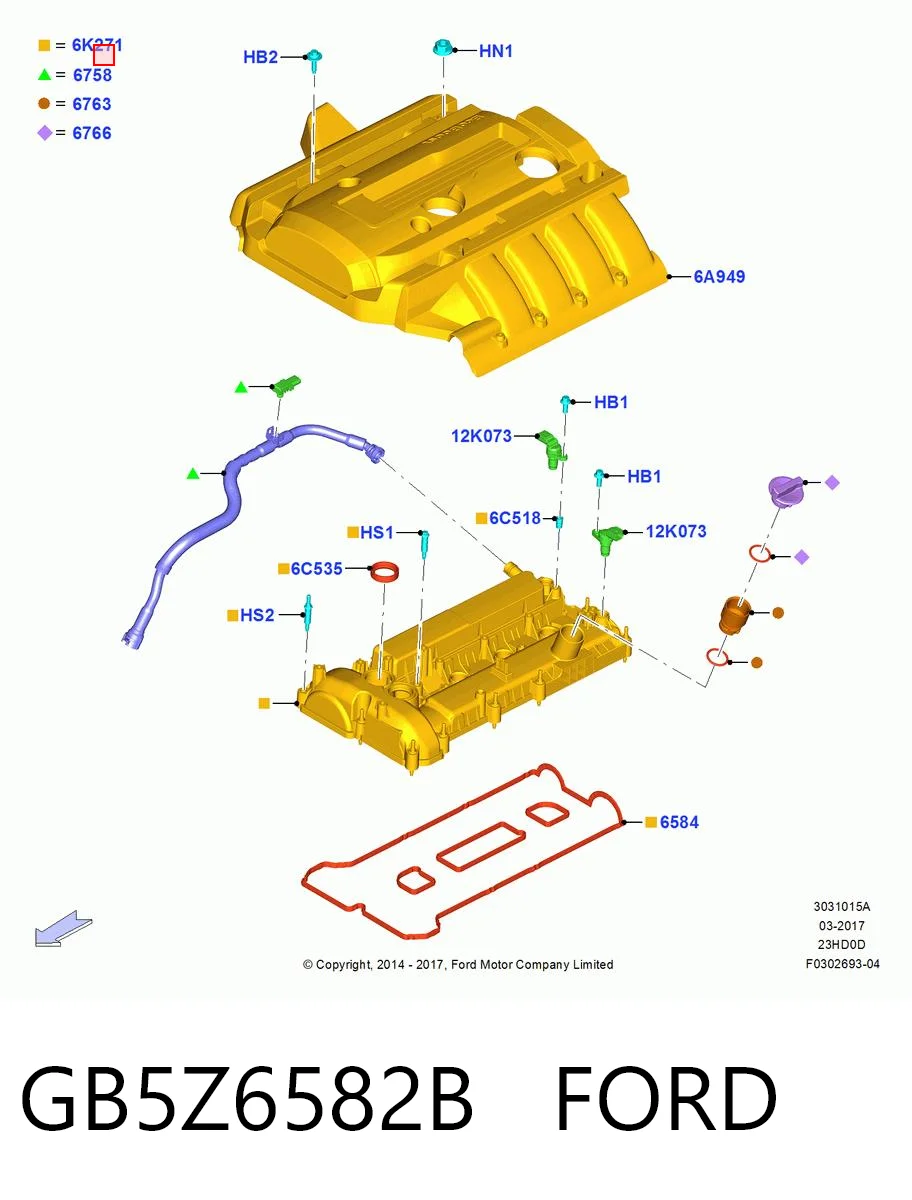 GB5Z6582B Ford Tapa de culata