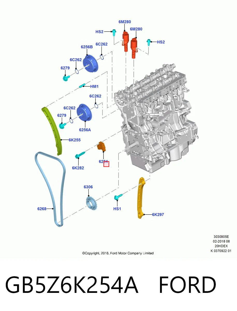 GB5Z6K254A Ford Tensor de cadena de distribución