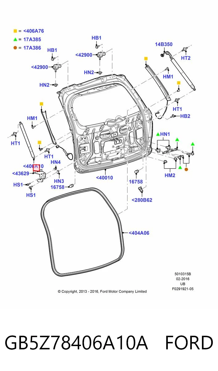GB5Z78406A10A Ford Amortiguador de porton
