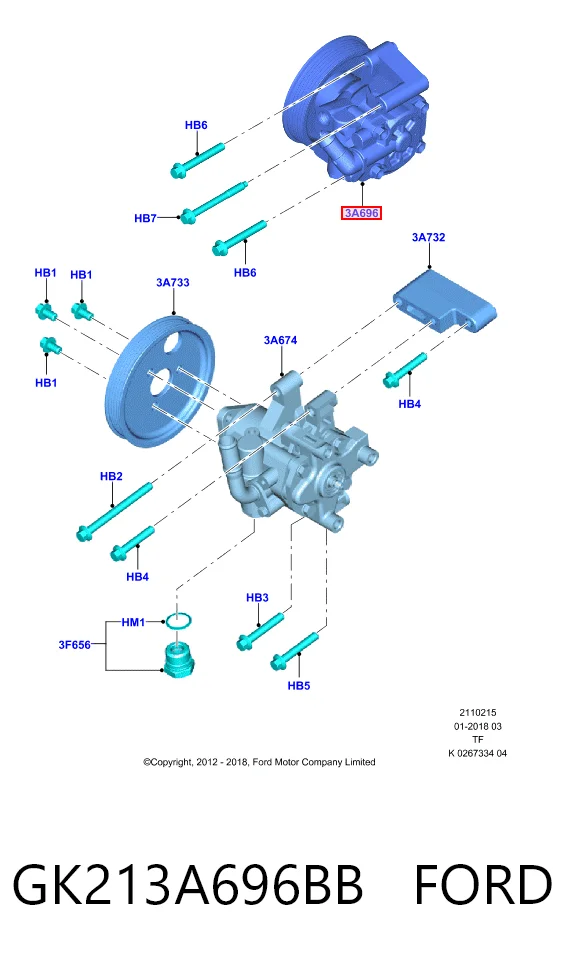 GK213A696BB Ford Bomba hidráulica de dirección