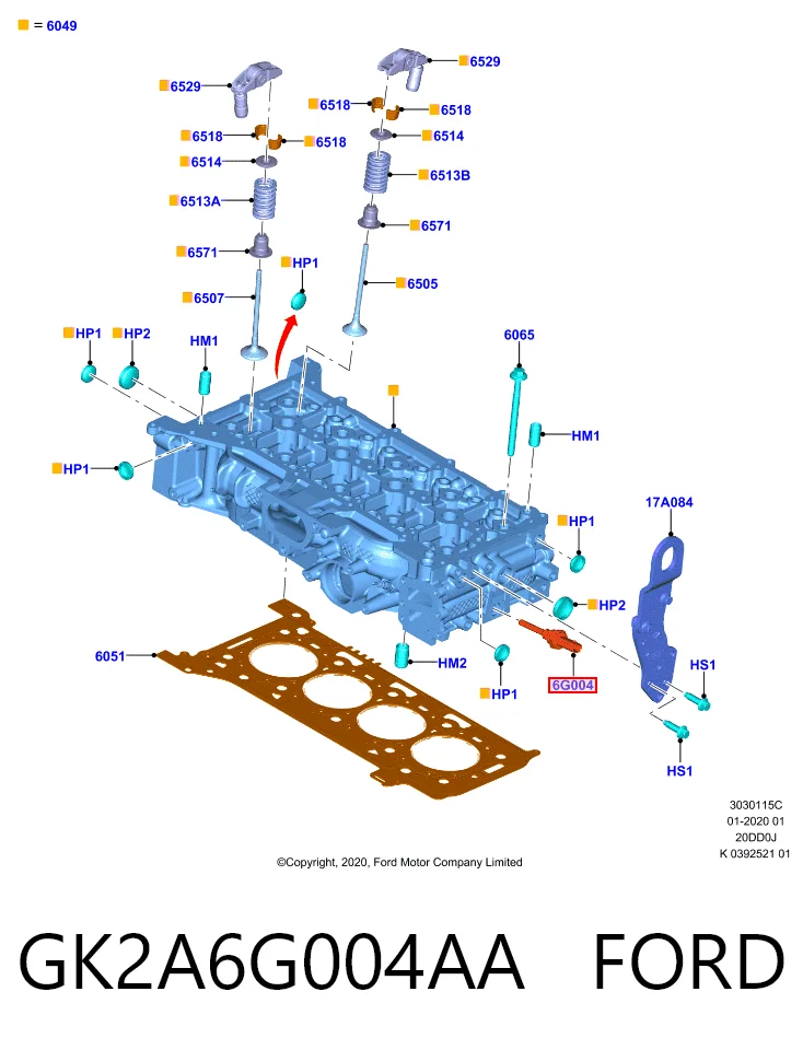 GK2A6G004AA Ford Sensor temperatura refrigerante