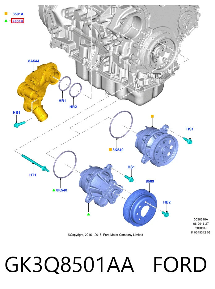 Bomba de agua GK3Q8501AA FORD