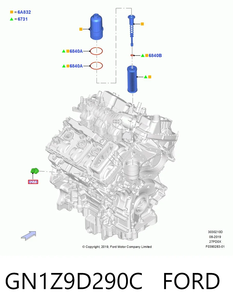 GN1Z9D290C Ford Indicador de presión del aceite
