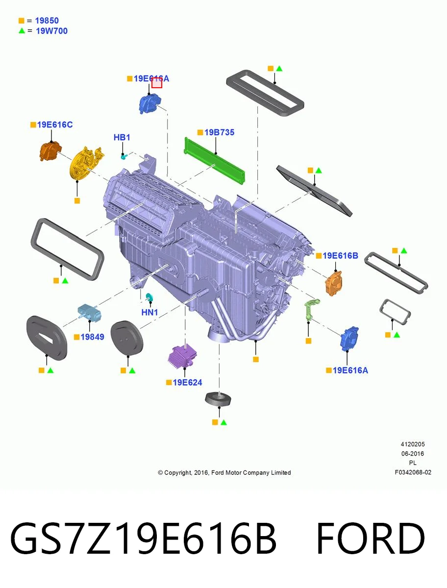 GS7Z19E616B Ford Actuador de compuerta de calefacción