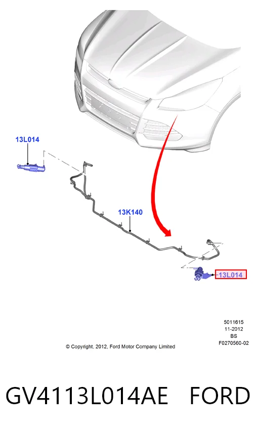 GV4113L014AE Ford Boquilla lavafaros delantera derecha