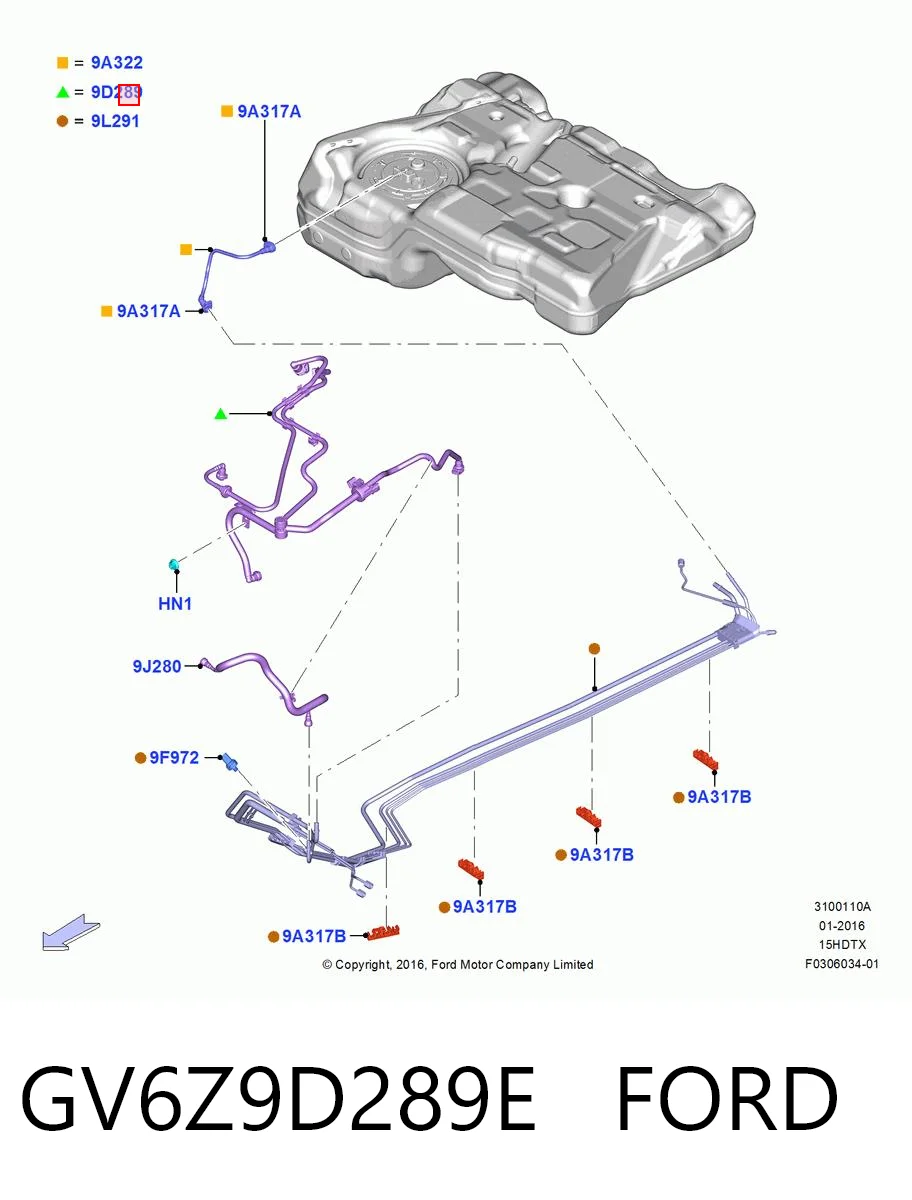 GV6Z9D289E Ford Válvula de purga de vapores de combustible