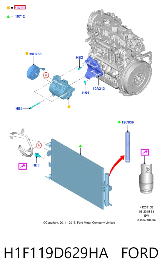 H1F119D629HA Ford Compresor climatizador