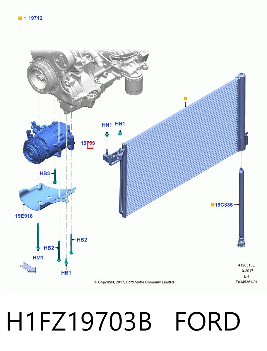 H1FZ19703B Ford Compresor climatizador