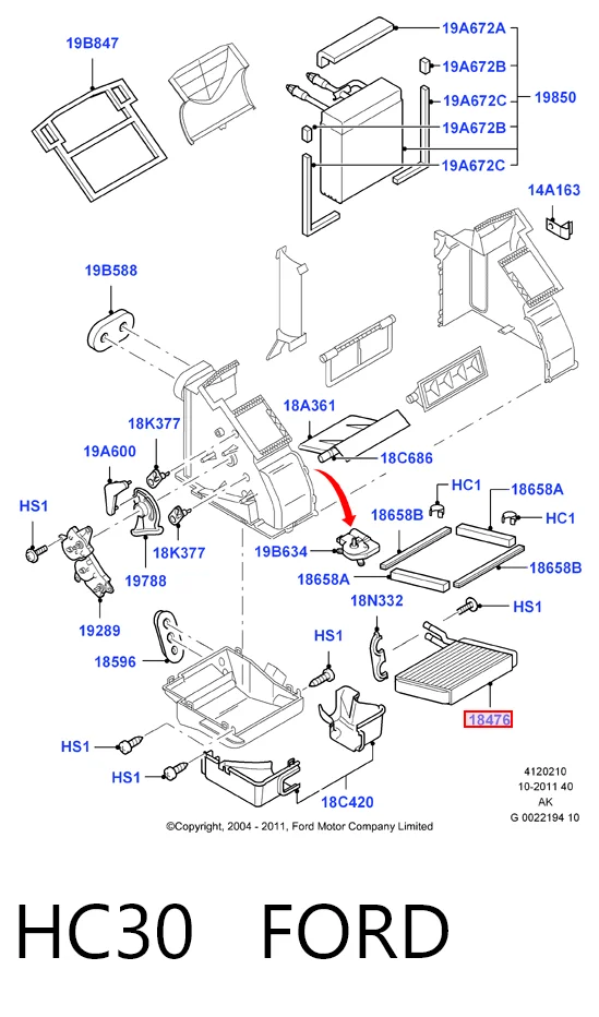 HC30 Ford Radiador interior