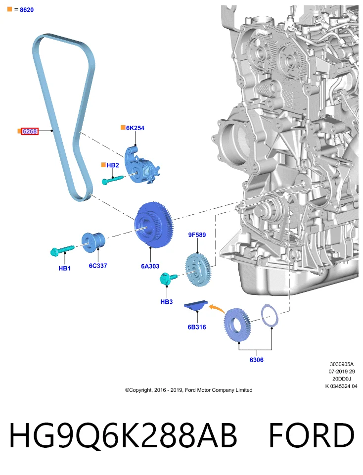 HG9Q6K288AB Ford Correa dentada