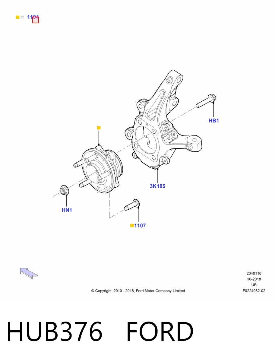 HUB376 Ford Cubo delantero