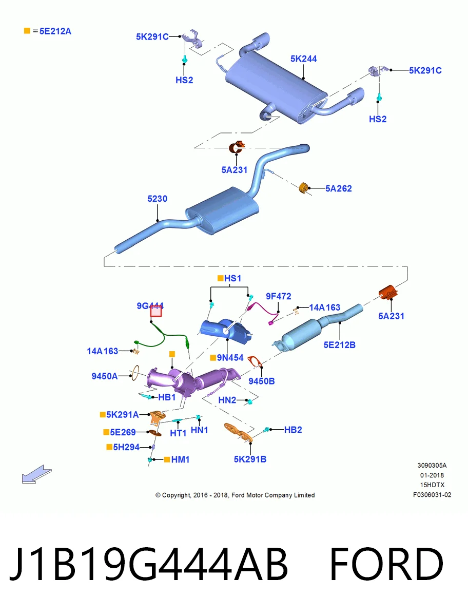 J1B19G444AB Ford Sonda lambda (NOx, O2)