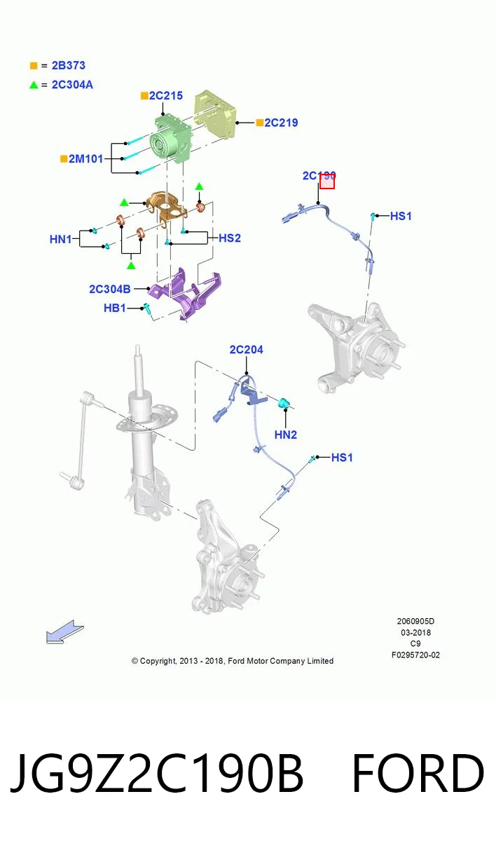 JG9Z2C190B Ford Sensor de freno, trasero
