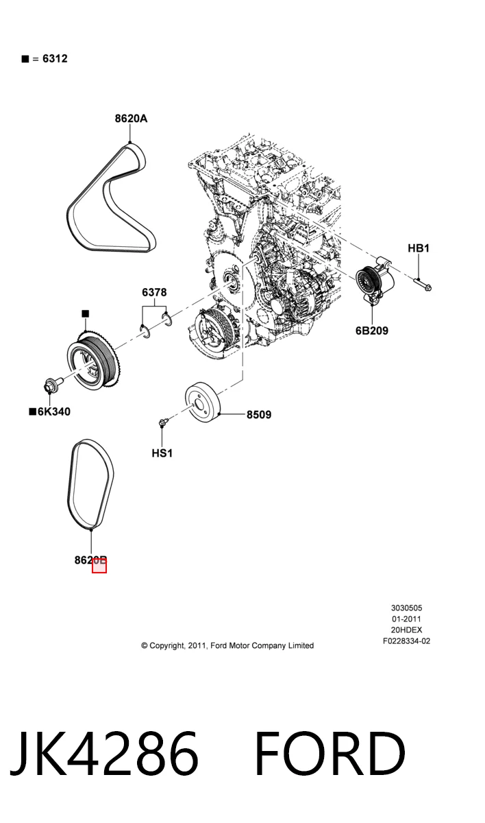 JK4286 Ford Correa poly v