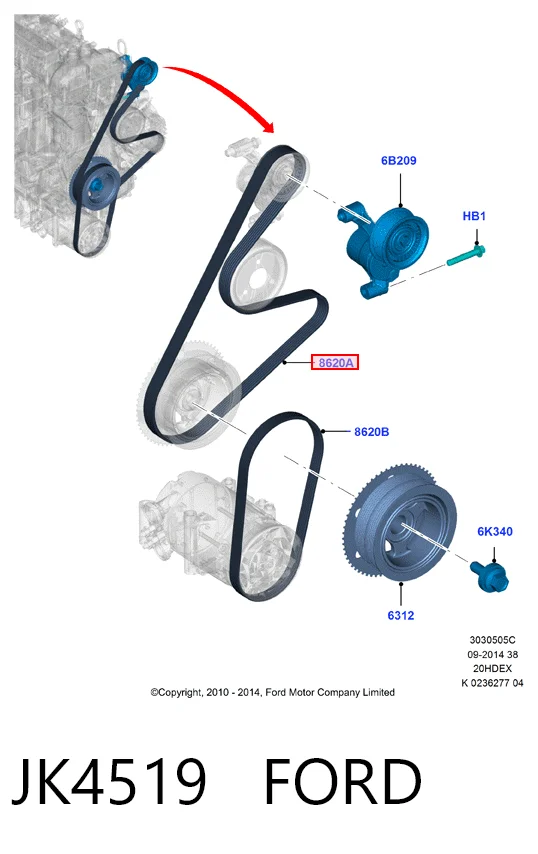 Correa de accesorios JK4519 FORD