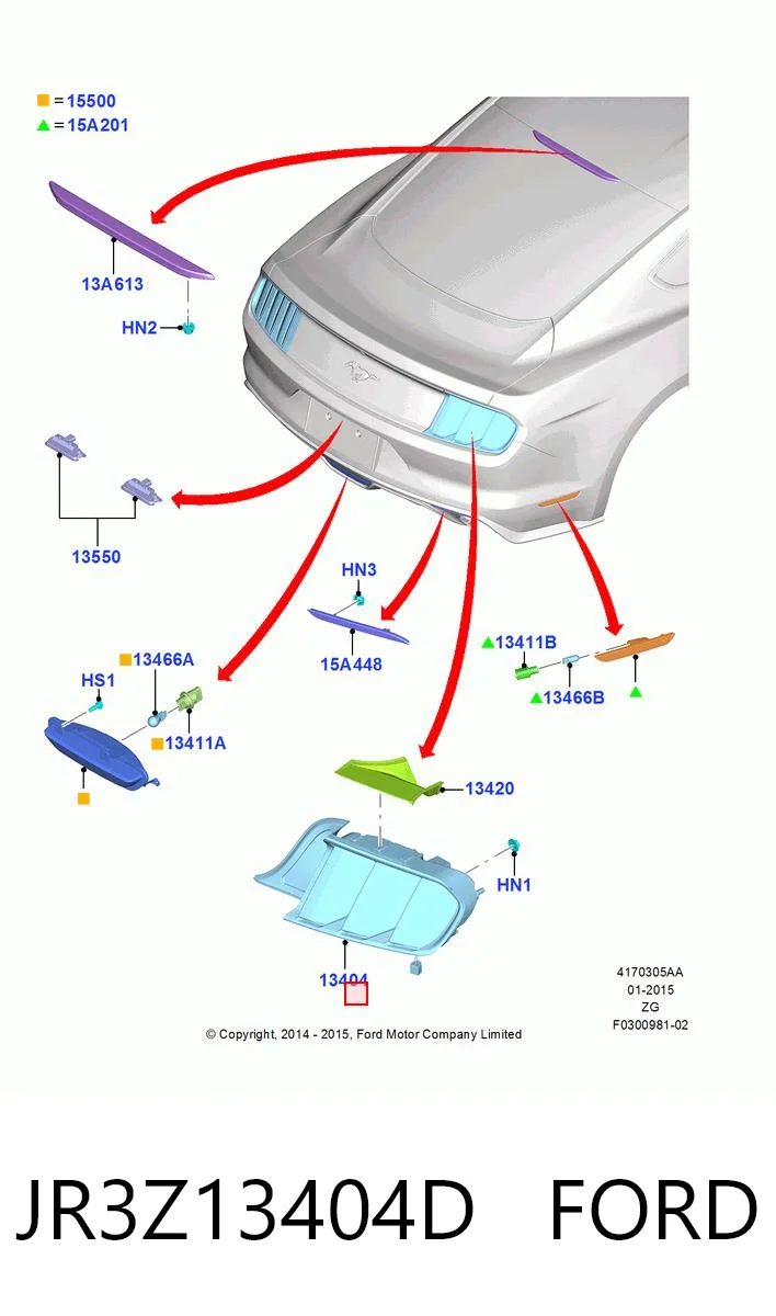 Piloto trasero derecho para Ford Mustang VI ZG