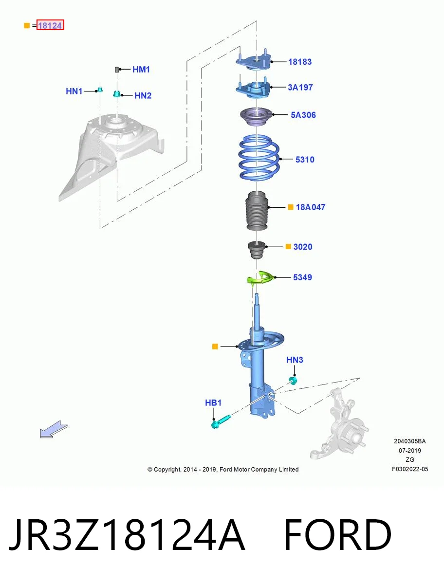 JR3Z18124A Ford Amortiguador frontal