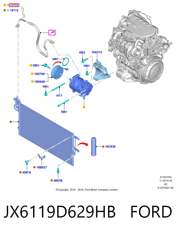 JX6119D629HB Ford Compresor climatizador
