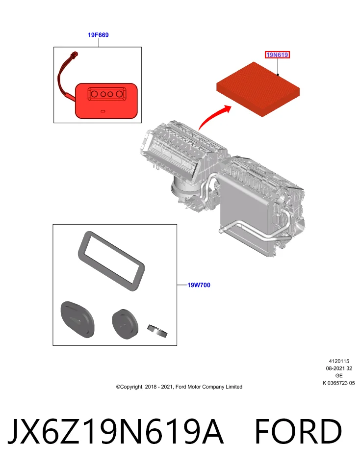 JX6Z19N619A Ford Filtro antipolen