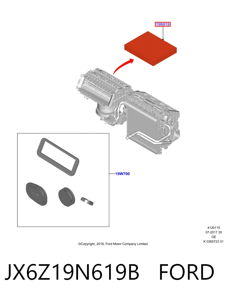 JX6Z19N619B Ford Filtro antipolen