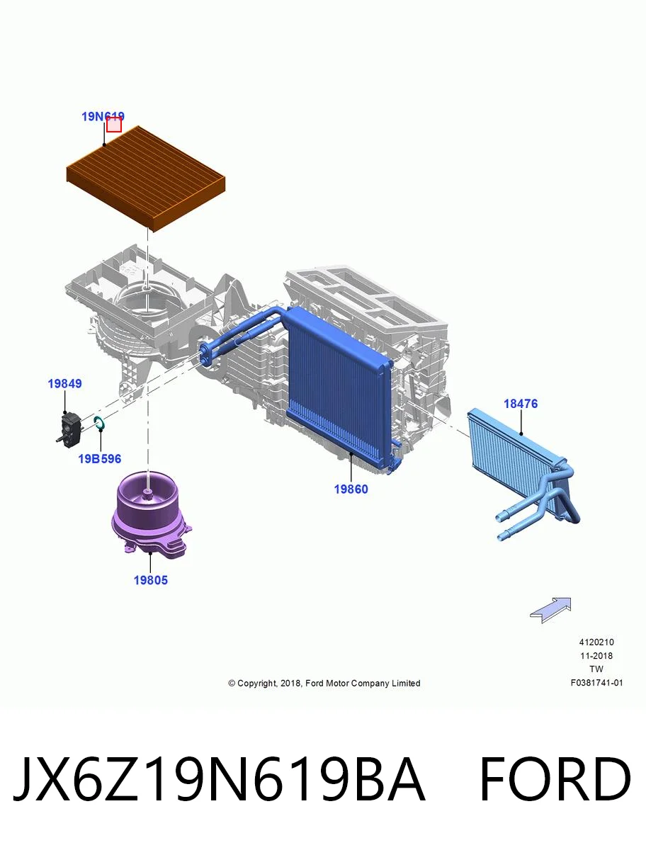 JX6Z19N619BA Ford Filtro antipolen