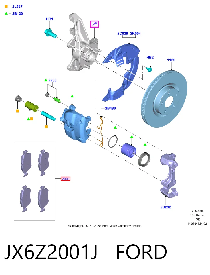 JX6Z2001J Ford Pastillas delanteras