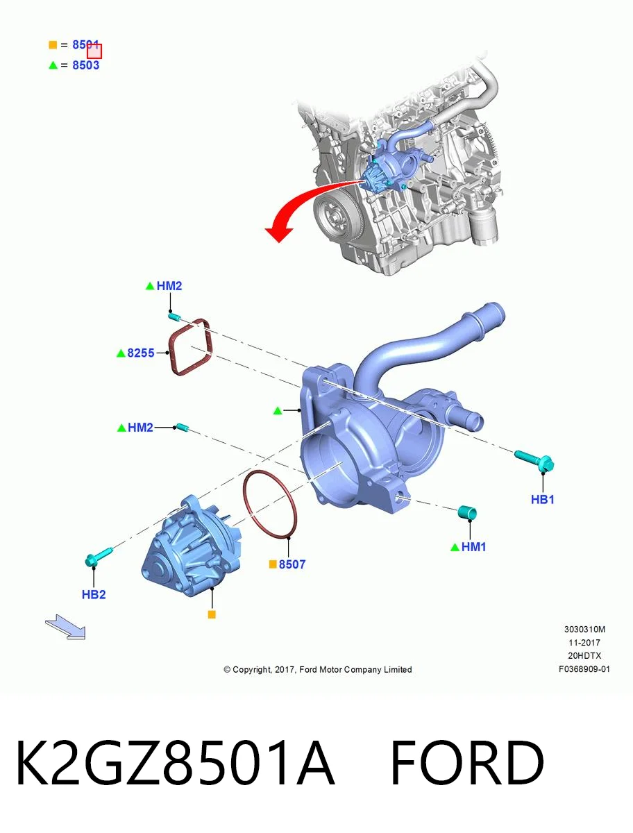 Bomba refrigerante coche para Ford Escape III DFK