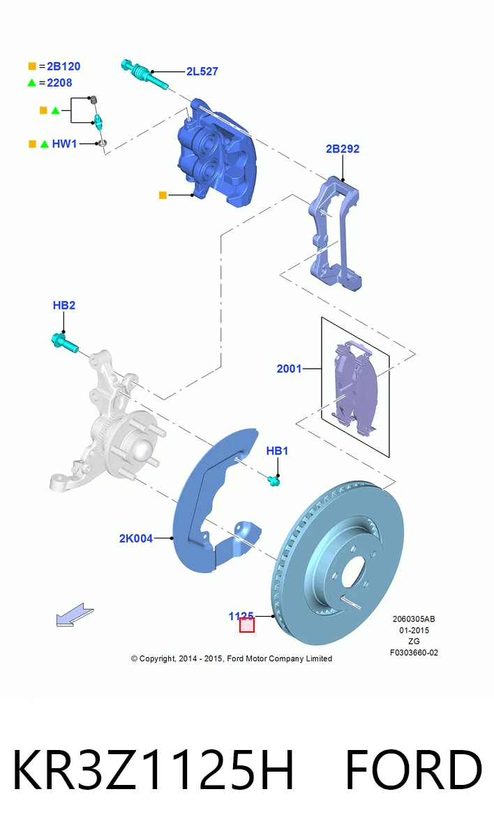 Disco de freno delantero KR3Z1125H FORD