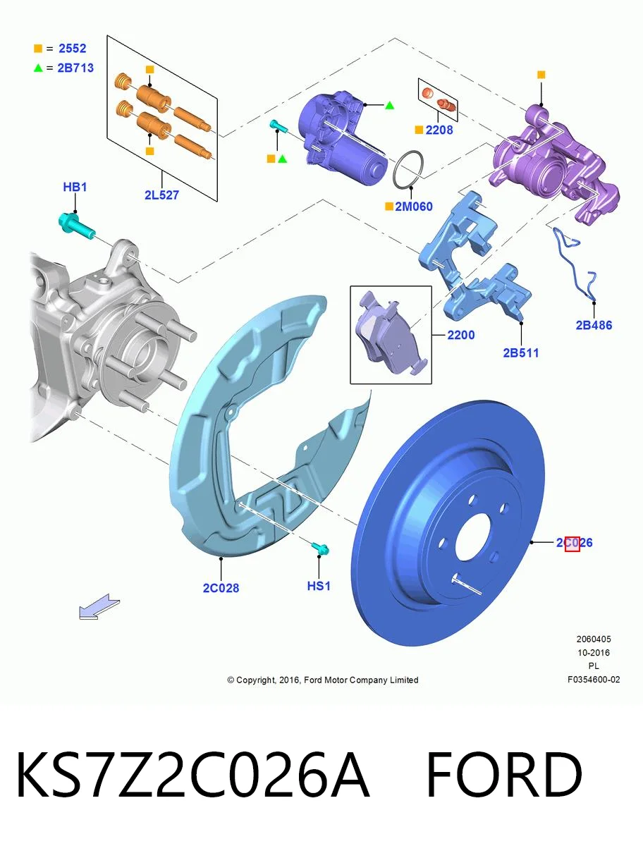 KS7Z2C026A Ford Freno de disco trasero