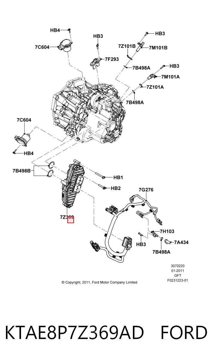 KTAE8P7Z369AD Ford Módulo de control electrónico de la transmisión automática