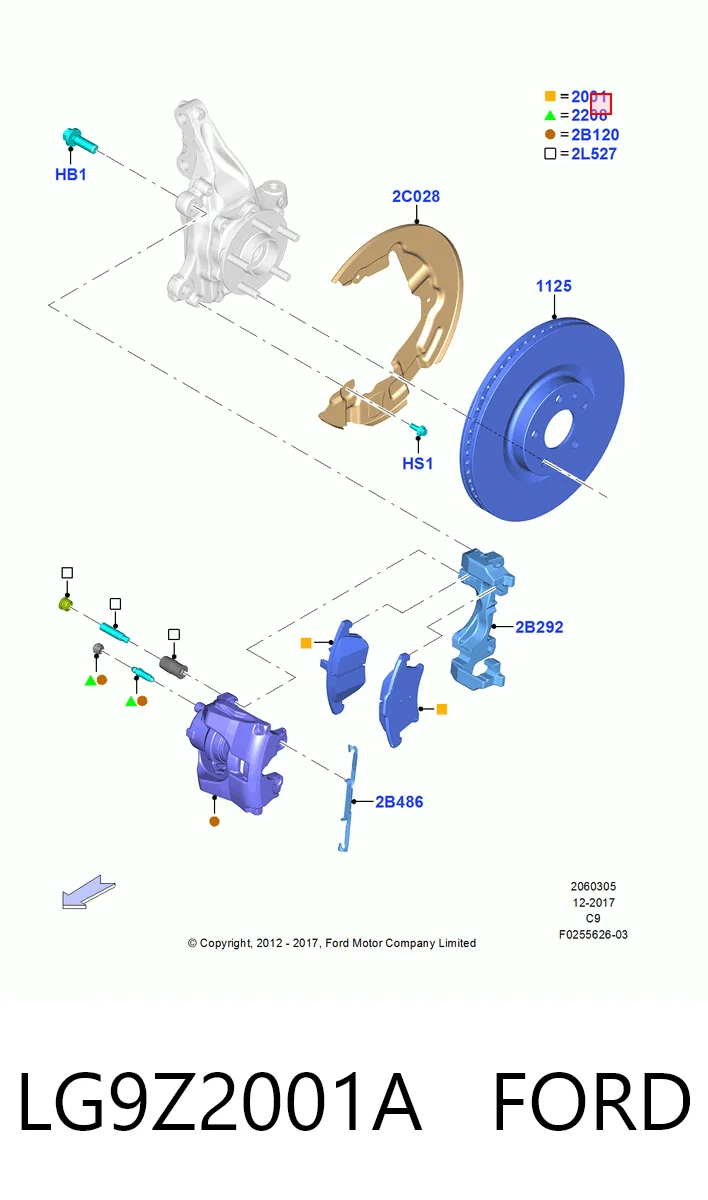 LG9Z2001A Ford Pastillas delanteras