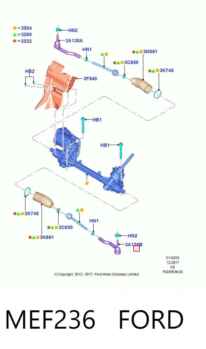 MEF236 Ford Rótula de dirección
