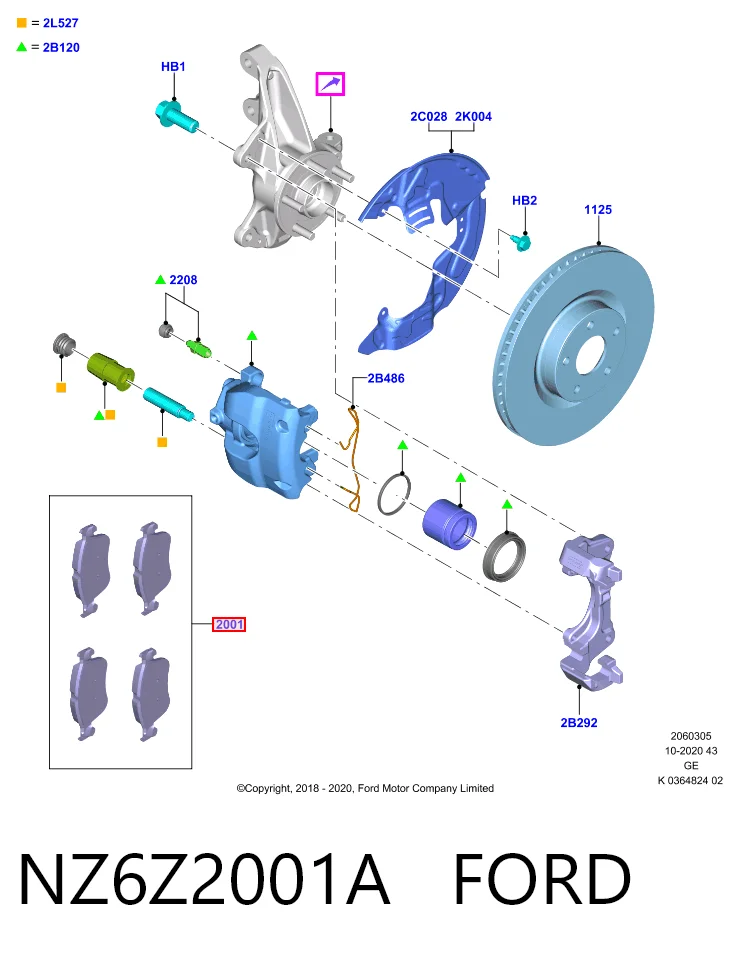 NZ6Z2001A Ford Pastillas delanteras