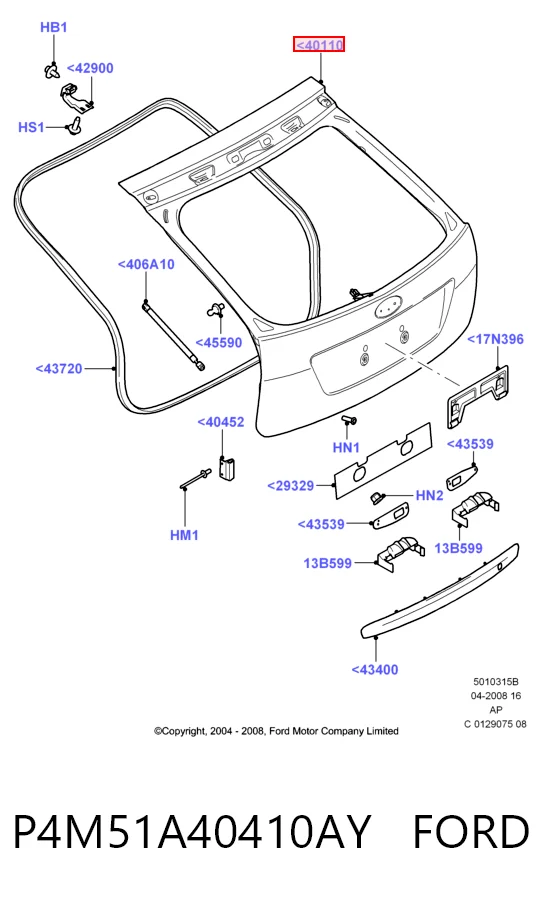 Porton trasero para Ford Focus II DA, HCP, DP