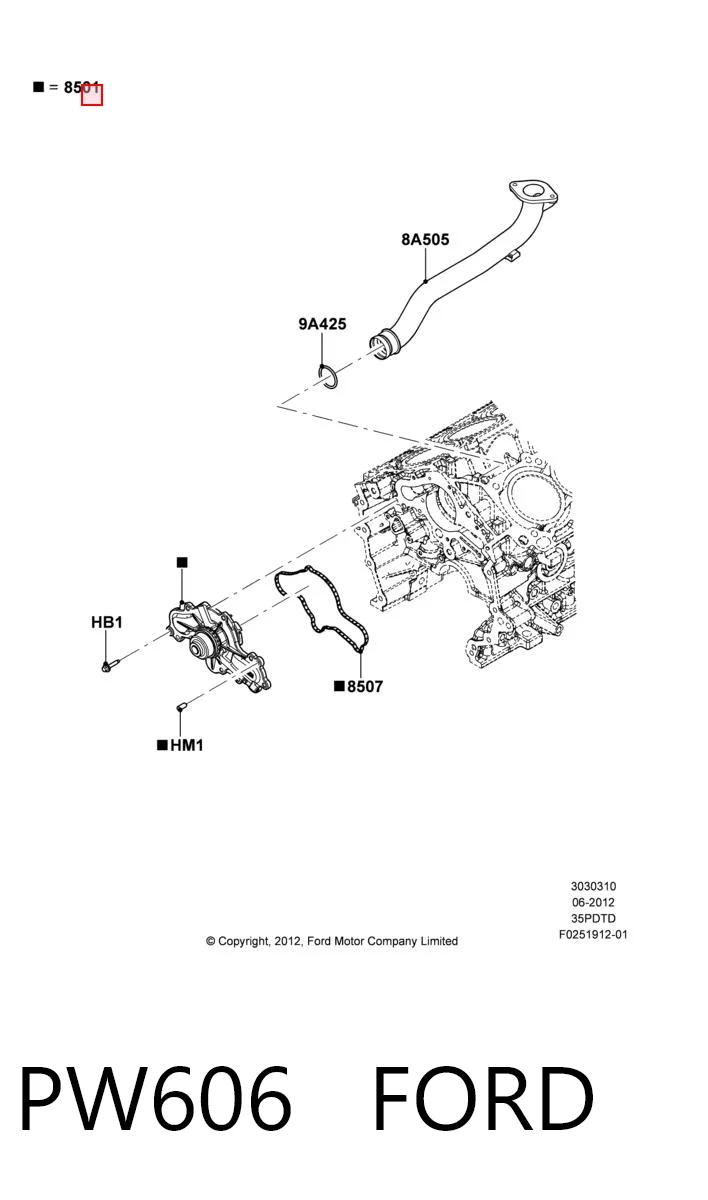 PW606 Ford Bomba refrigerante coche