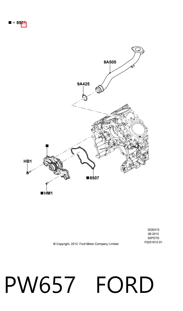 Bomba de agua PW657 FORD