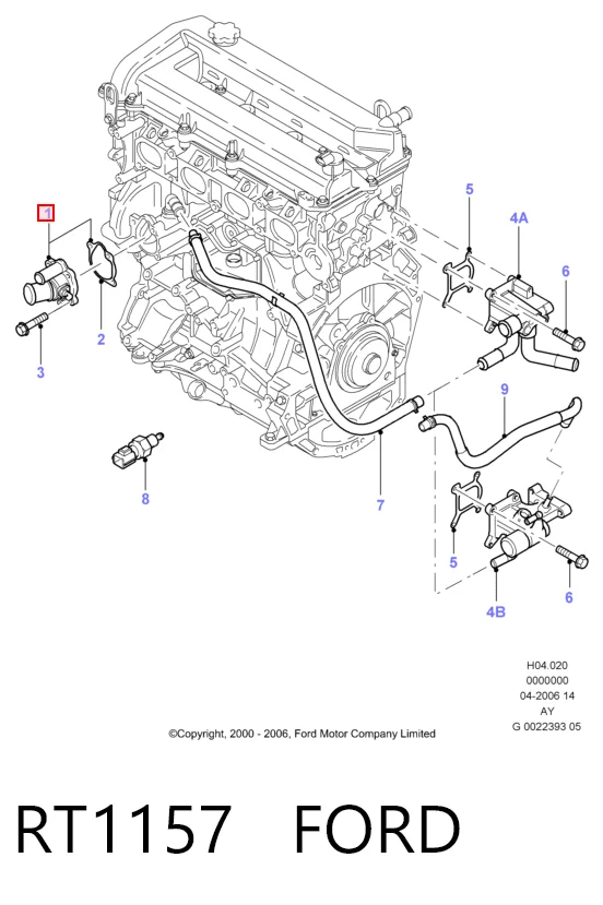 RT1157 Ford Termostato de agua