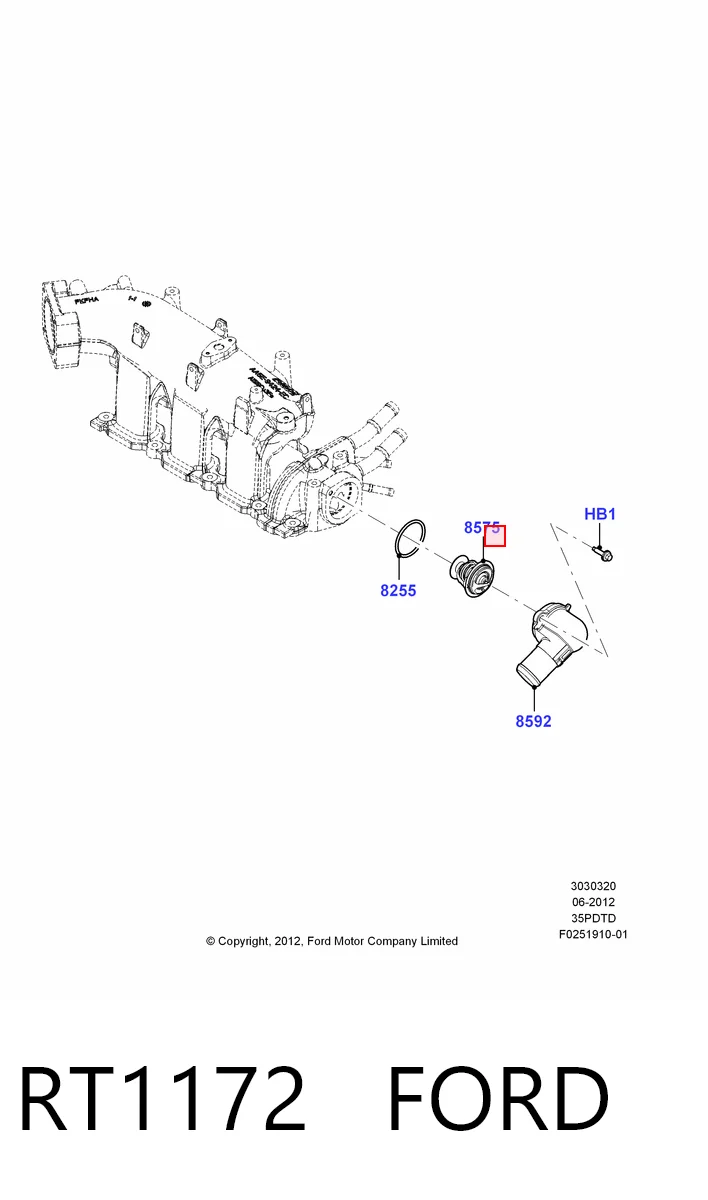 Termostato RT1172 FORD